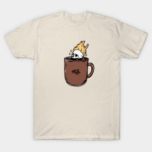 Coffee mug and skull fire T-Shirt